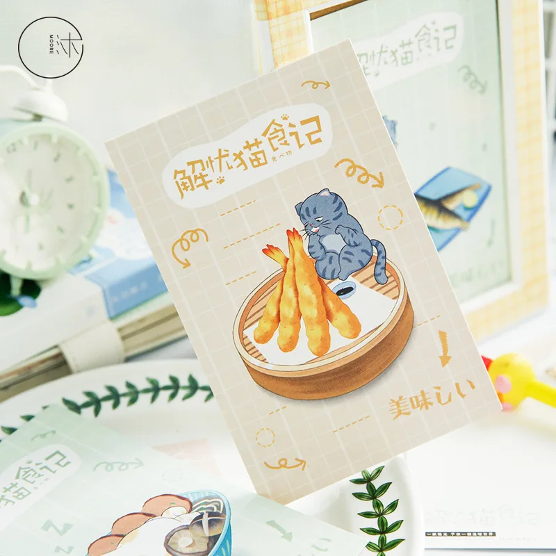 30pcs Box Postcard To Relieve Worry About Cat Food Creative Message Card Blessing Greeting |
