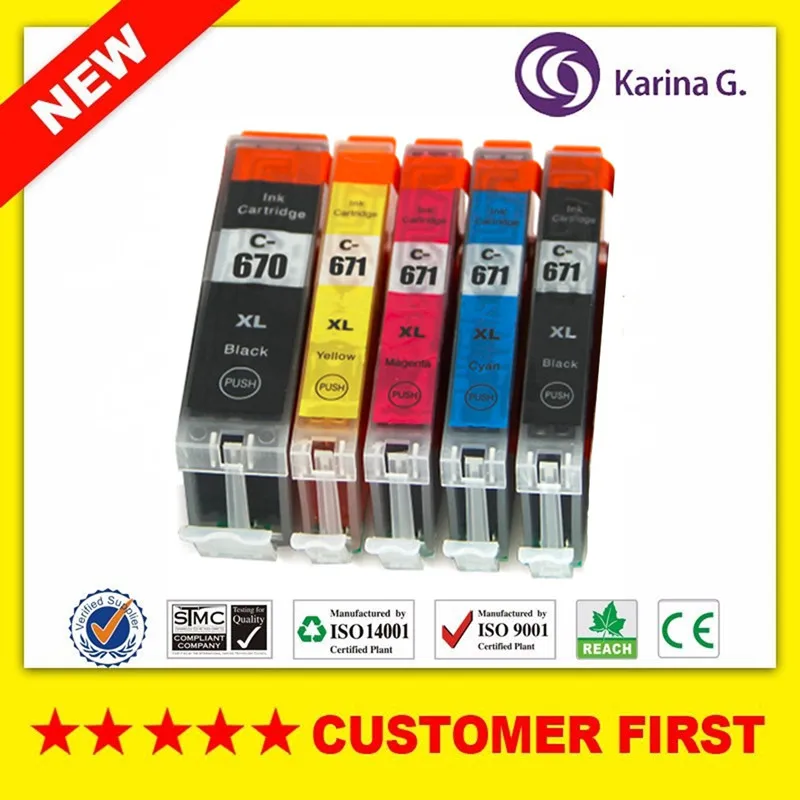 Совместимый чернильный картридж для Canon PGI670 PGI 670 PIXMA MG5760 MG5765 MG5766 MG6860 MG6865 MG7760 MG7765 и