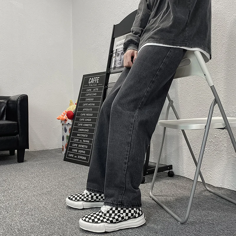 Черные/синие/белые мужские модные повседневные мешковатые джинсы с широкими