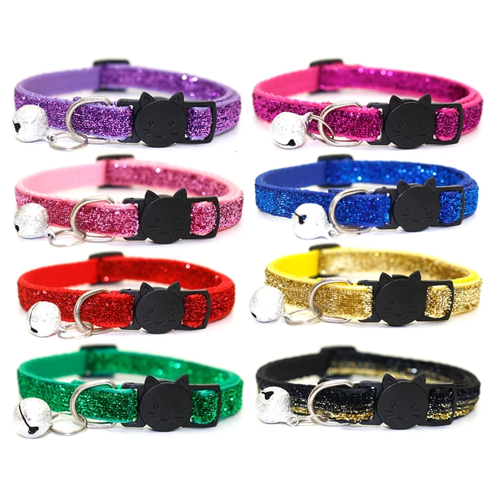 

8 Color Cute Puppy Frosted Cat Collar ABS Adjustable Strap Small Pet Cat Kitten Collar with Bell Nylon Strap Pet Cat Collar @1