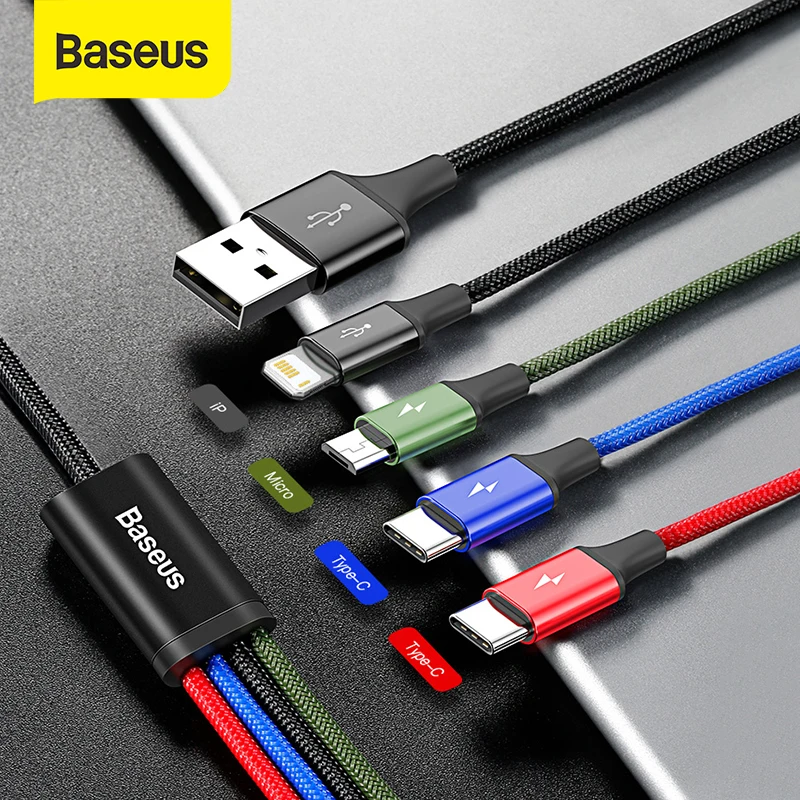 Baseus-Cable de carga 3 en 1 para iPhone, Cable Micro USB tipo...