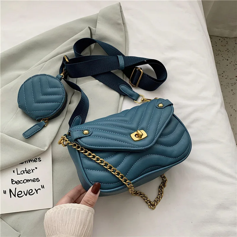 YAOKUyaoku 2021 New Arrivals France Texture Popular Bag Women 's New Summer Lock Pu Shoulder Bag Chain Messenger Bag