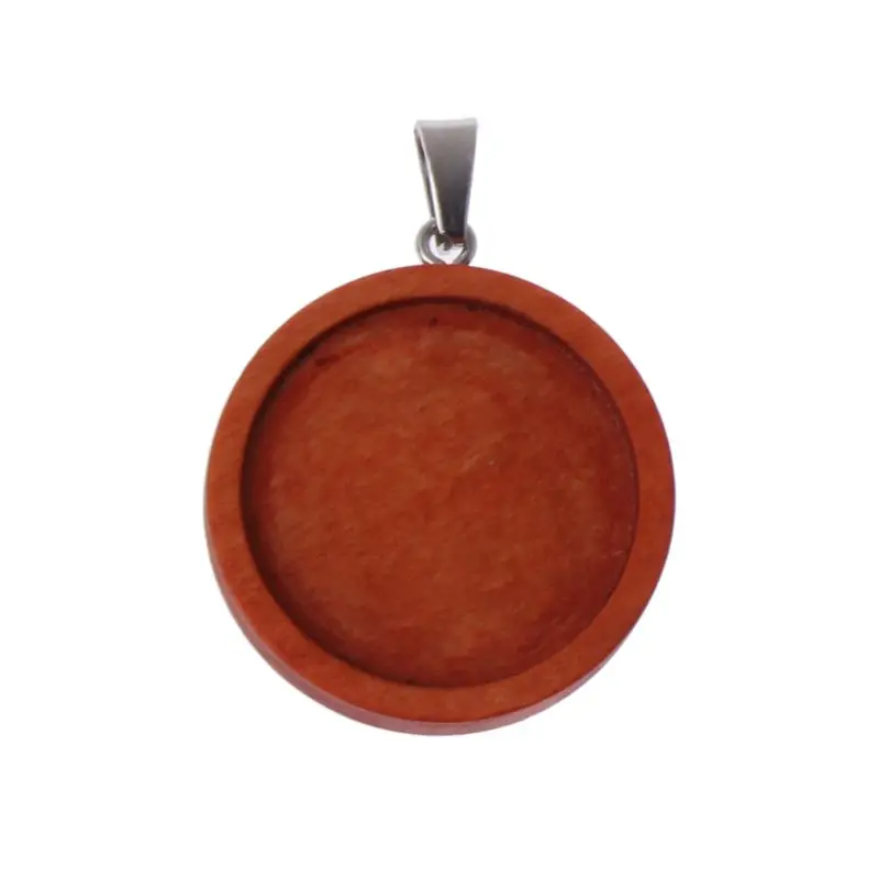 Деревянная круглая рамка ожерелье кулон открытая Кабошон оправа УФ Смола амулет