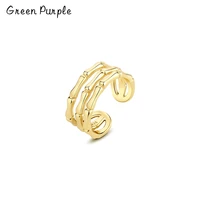 green purple real 925 sterling silver bamboo joint rings fine jewelry 18k gold bohemia ring adjustable rings for women bijoux