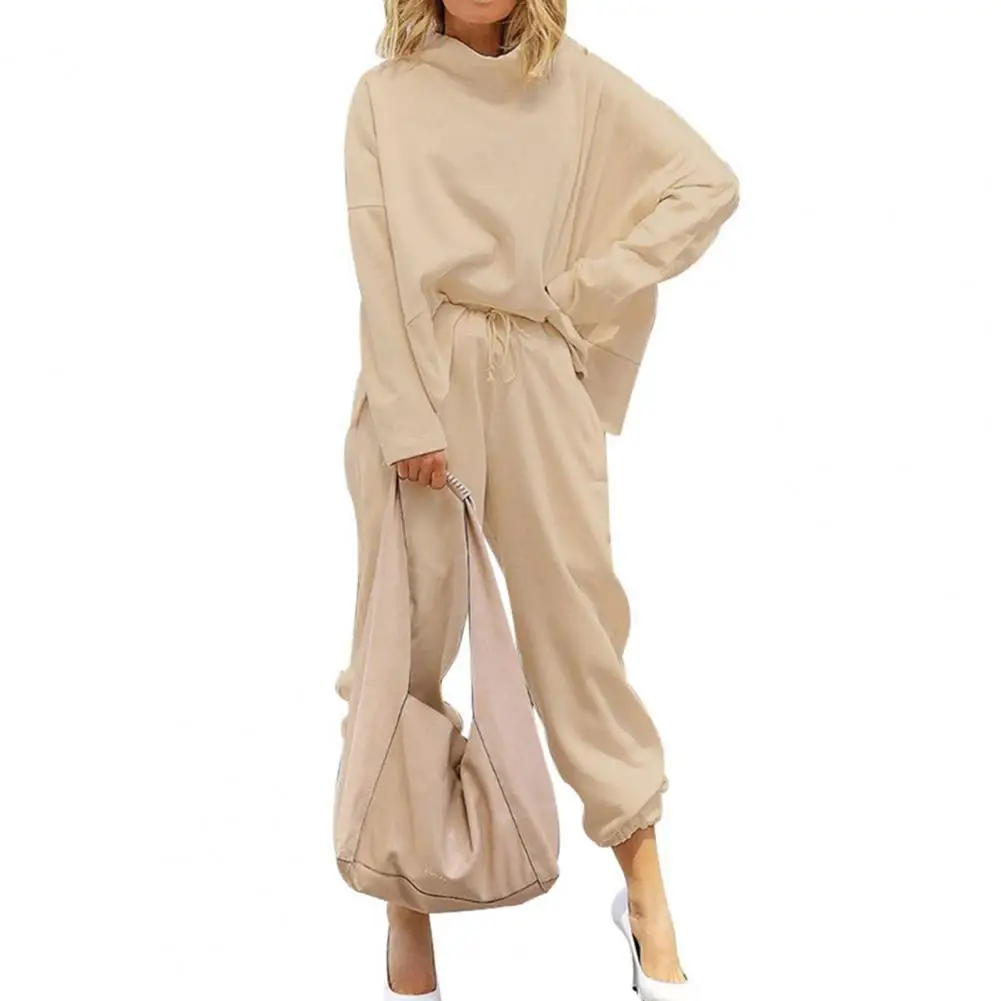 

Fall 2 piece Set Tracksuits Woman Solid Color High Waist Top Pants Set Two Pieces Cotton Blend Long Sleeve Blouse Pants Set