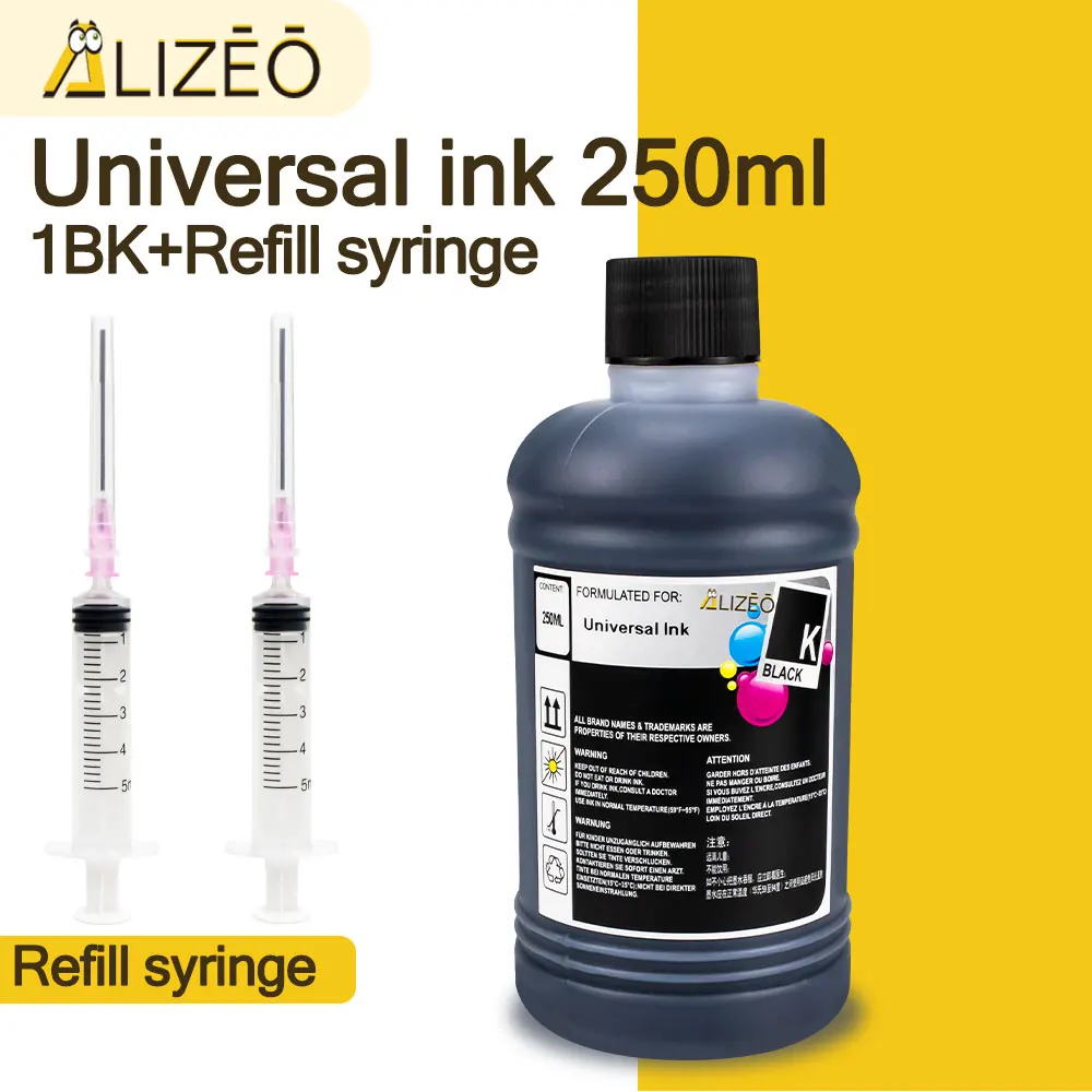 

250ml Refill Dye Ink Kit Universal Ink Compatible for HP Canon Epson Brother Printers and Ink Cartridges For HP301 302 304 21/22