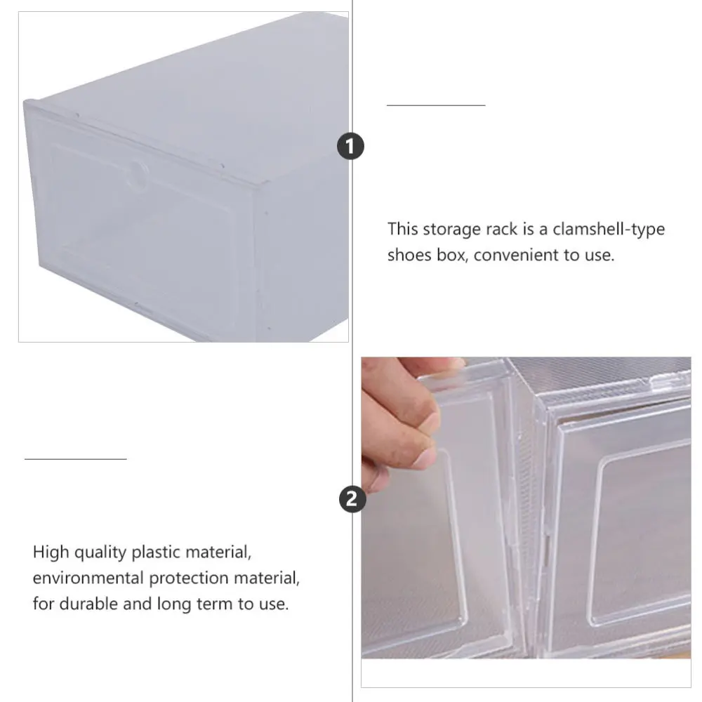

6Pcs Clamshell-type Shoes Box Durable Shoes Organizer (Transparent)
