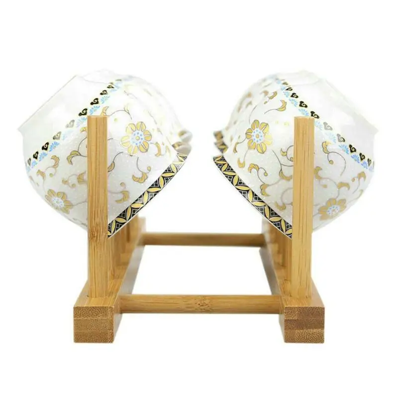 3/5/6 уровневая Подставка для тарелок чашек полка хранения бамбуковая подставка