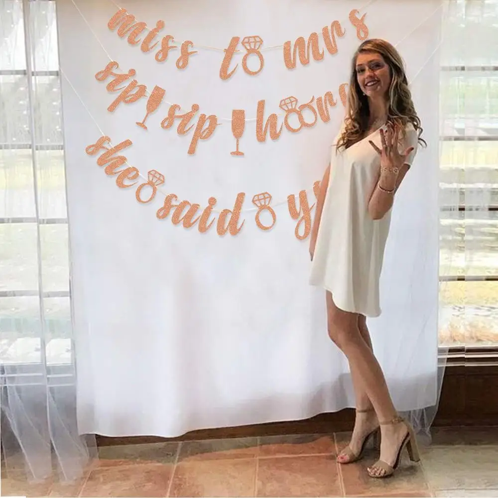 Розовое золото девичник баннер из розового золота блеск свадебный душ Обручение