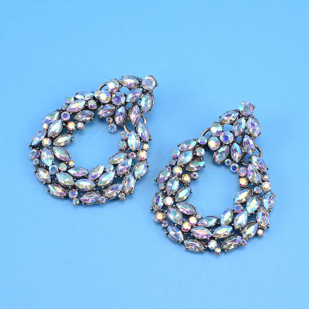 Новинка висячие серьги подвески из золотистого металла украшенные цветными