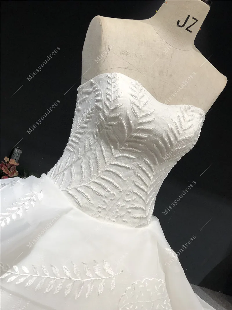 свадебное платье 2021 Newest High Quality Ivory Strapless Embroidery Ball Gown Floor Length with Train Bridal Wedding Dresses