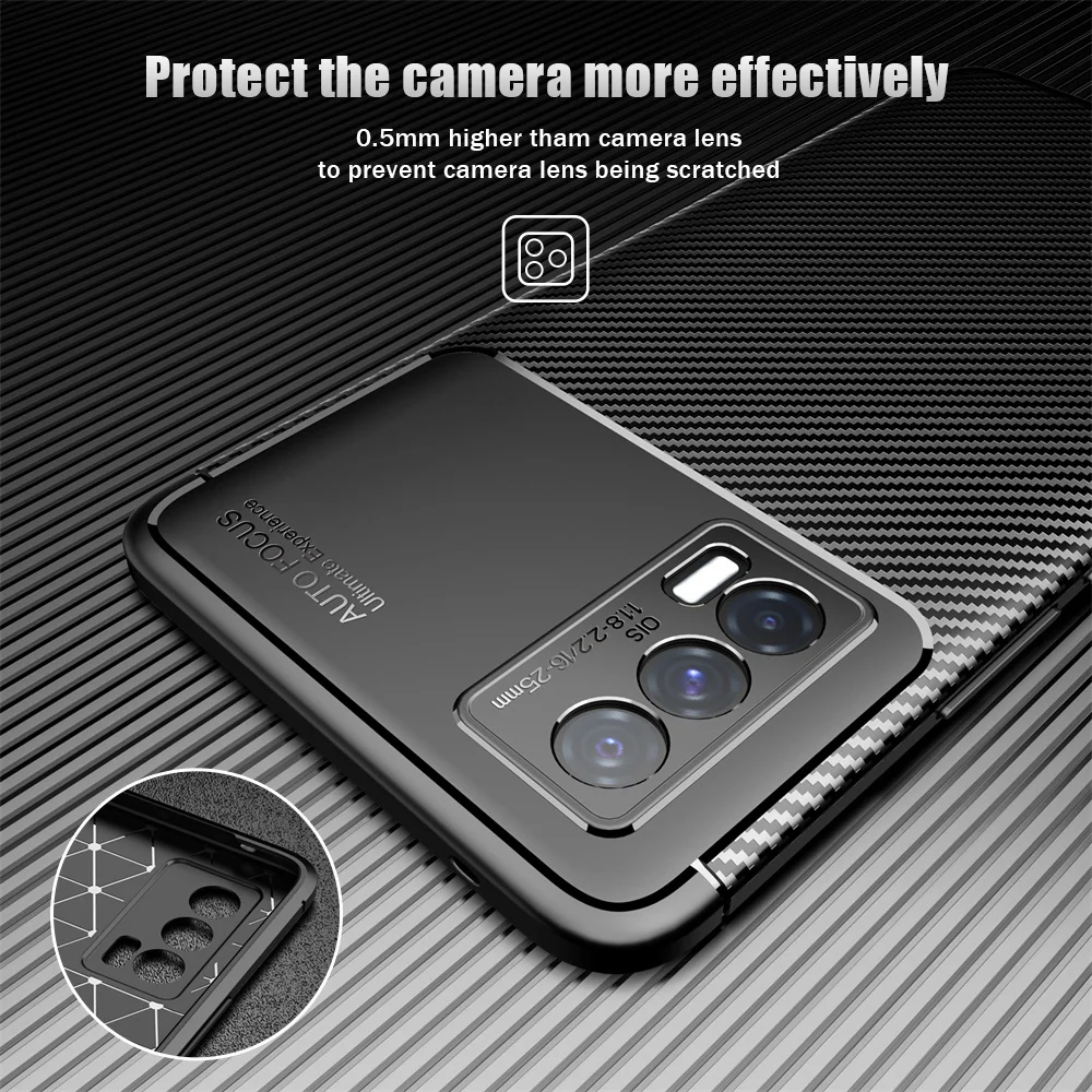 

UFlaxe Soft Phone Case for Vivo iQOO Neo5 Carbon Fiber Texture Shockproof Ultra-thin Cover iQOO Neo3 5G iQOO 5 7 Pro JK