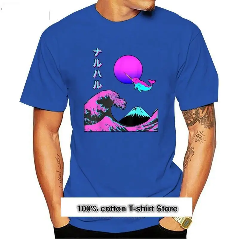 

Camiseta estética narval Vaporwave, con escritura japonesa
