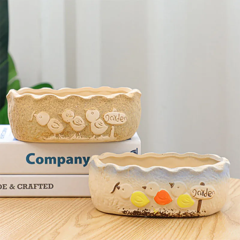 

Creative Gardening Stoneware Hand-painted Flower Pot Home Decoration Accessories Succulent Plants Flowerpots Decoration Ornament