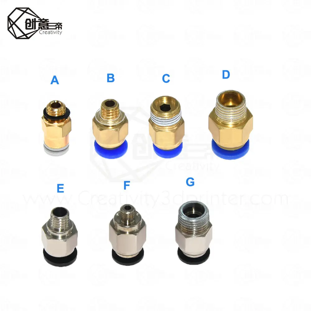 Пневматический прямой соединитель M6 латунная часть для MK8 OD 4 мм 2 трубчатая нить