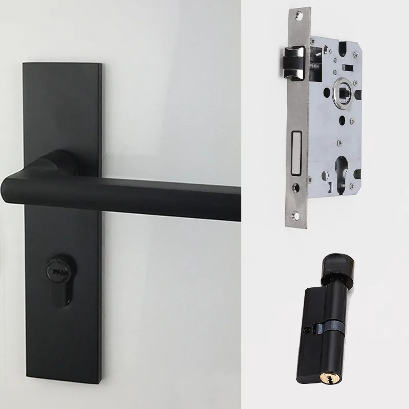 Бесшумная Ручка Дверной замок черный модный дизайн Алюминиевый сплав дверной