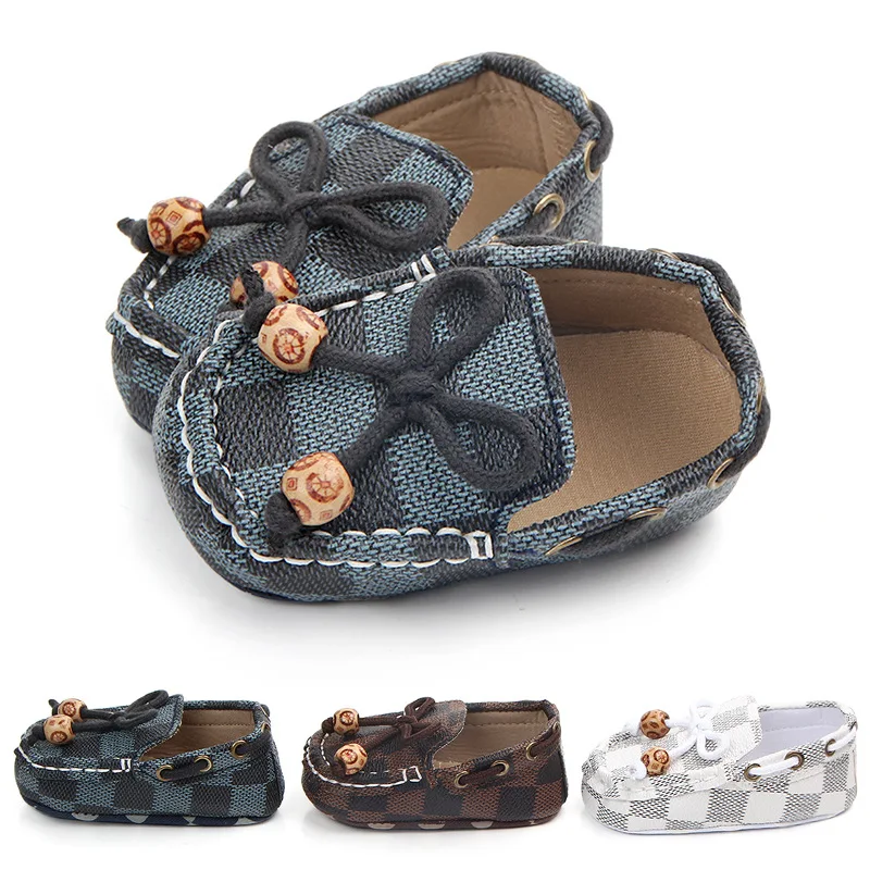 

New Fashion High Quality Newborn Baby Boy Shoes Moccasins Patch Slip-On Plaid Casual New Born Infant Toddler Baby Girl Shoes