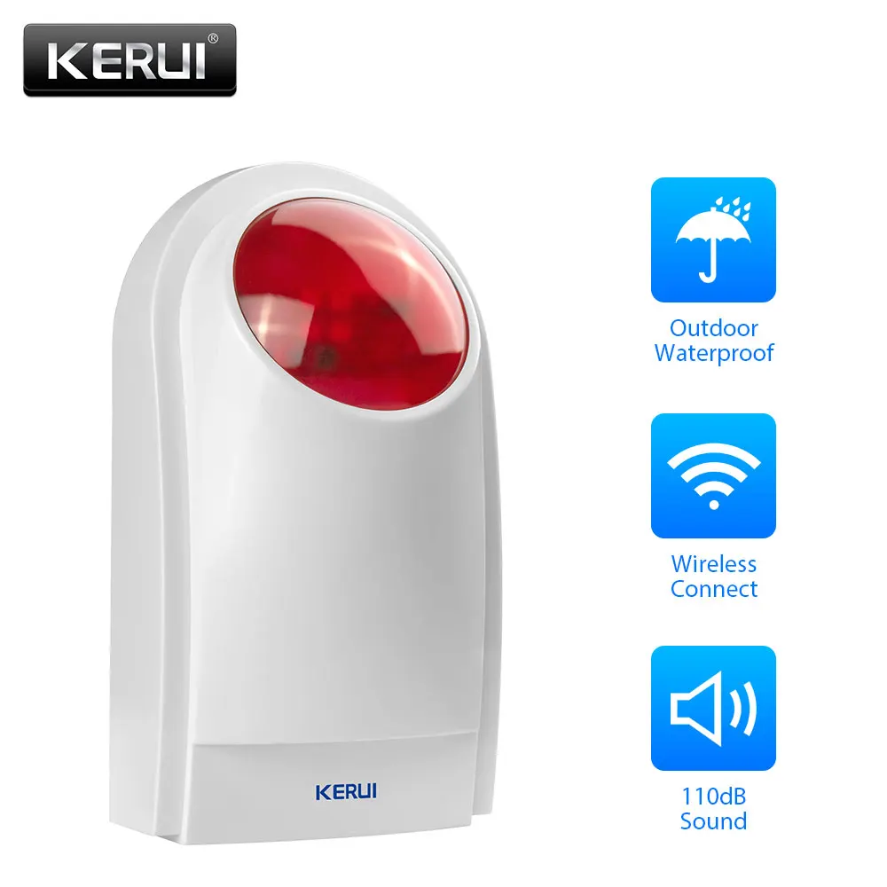 

KERUI J008 беспроводная наружная Внешняя вспышка светодиодный стробоскоп сирена работа для GSM PSTN домашняя безопасность Голосовая охранная сигн...