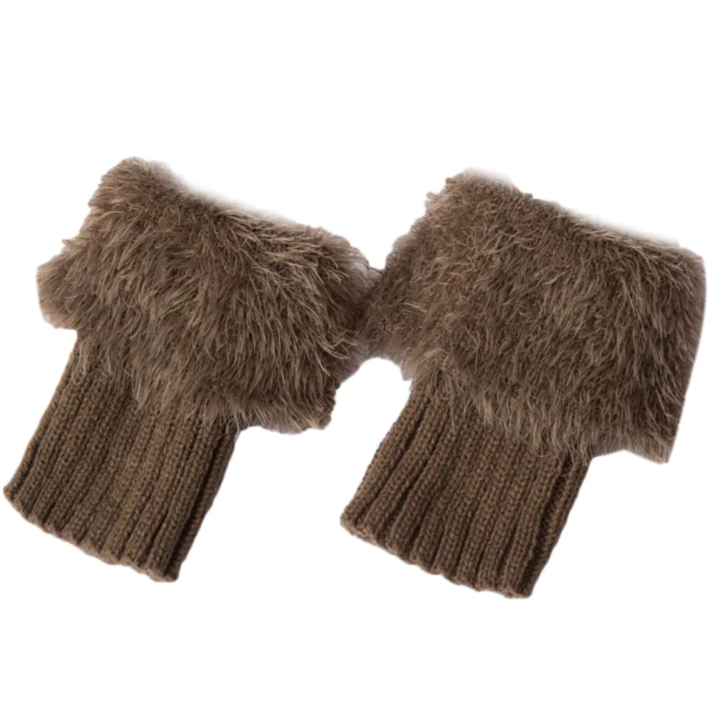 2020 Популярные Модные женские зимние однотонные вязаные гетры с искусственным