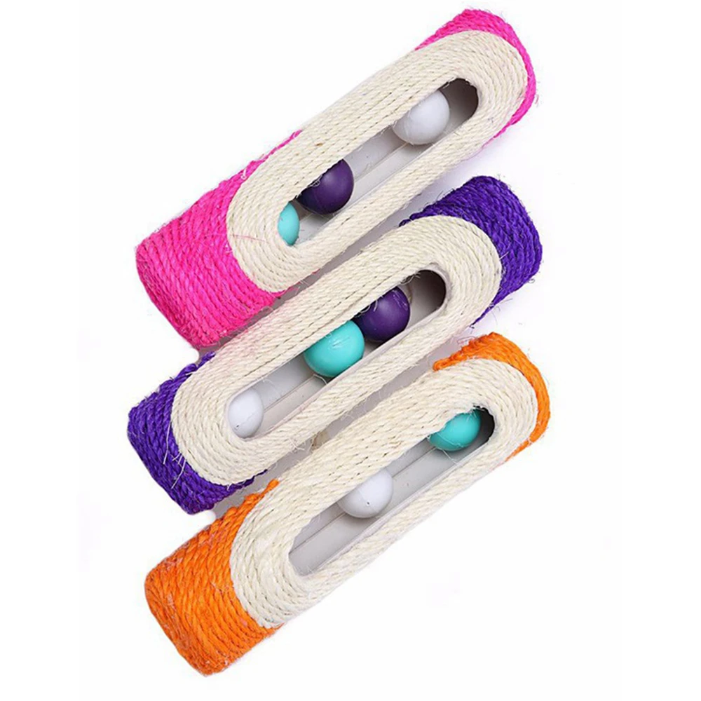 Обучающая игрушка для котят сизальная трубка с шариками устойчивая к укусам