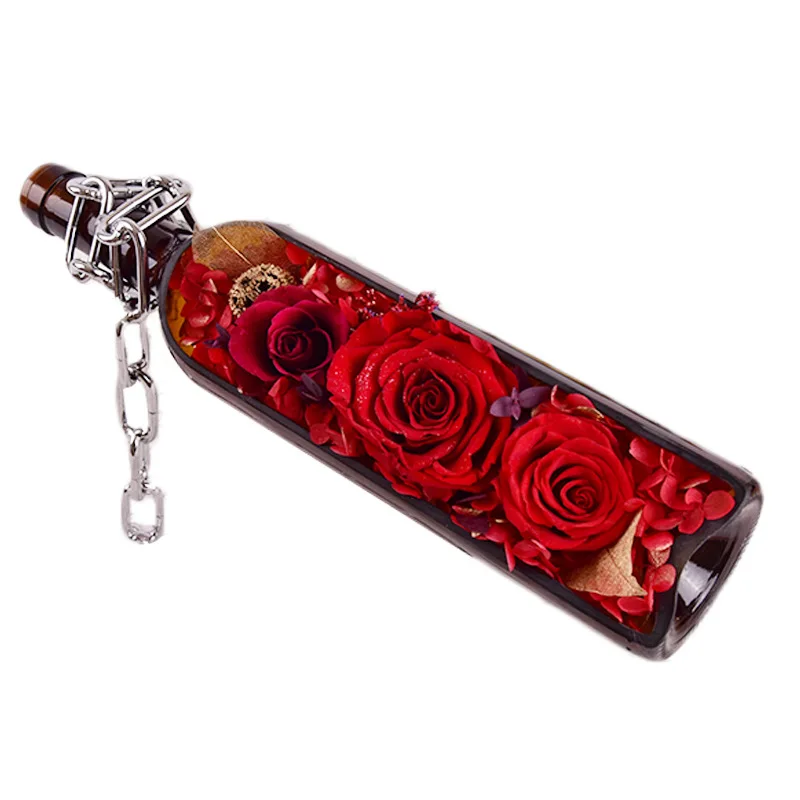 Romantic Valentines Day Gifts Creative Gift Custom Magic Wine Bottle Eternal Rose Valentines Day Gift For Boyfriend Home Decor