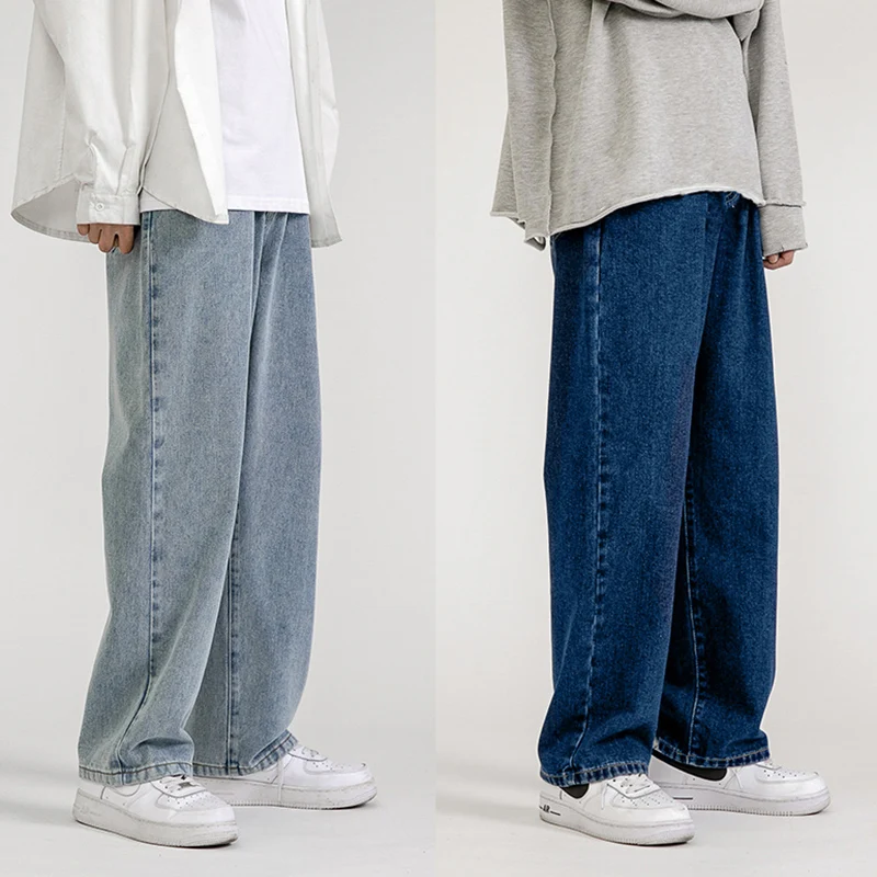 

Men's Jeans Fashion Loose Straight New Casual Wide Leg Pants Cowboy Mans Streetwear Korean Hip Hop Trousers Spring Summer jeans
