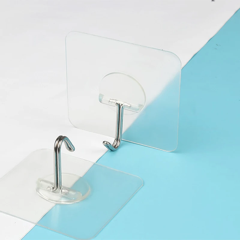 

HOT 10PCS Stainless Steel Adhesive Hooks Reusable Heavy Duty Wall Hooks Transparent Seamless Waterproof Hooks NDS