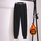 Женские зимние Свободные флисовые вельветовые брюки-карго 150 кг, однотонные облегающие повседневные брюки Harlan с высокой талией, 5XL, 6XL, 7XL, 8XL, 9XL