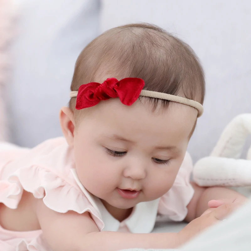Детские Бархатные повязки на голову с бантом детские эластичные головные уборы