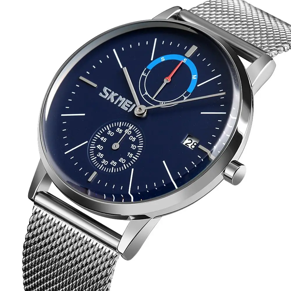 2020 SKMEI Роскошные Для мужчин кварцевые часы Нержавеющая сталь ремень Топ