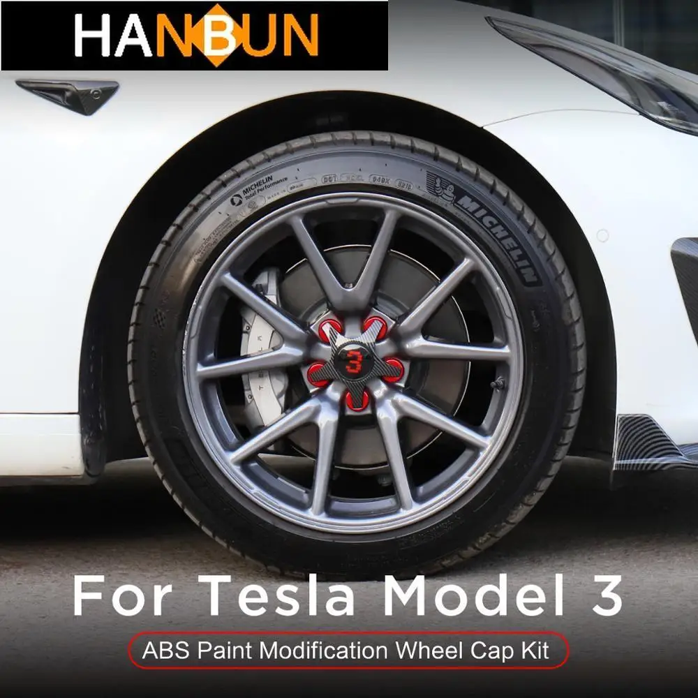 

Hub cap planetary engine for Tesla Model 3 car 18 inch wheel P version ABS Paint Modification Wheel Cap Kit 4pcs/set