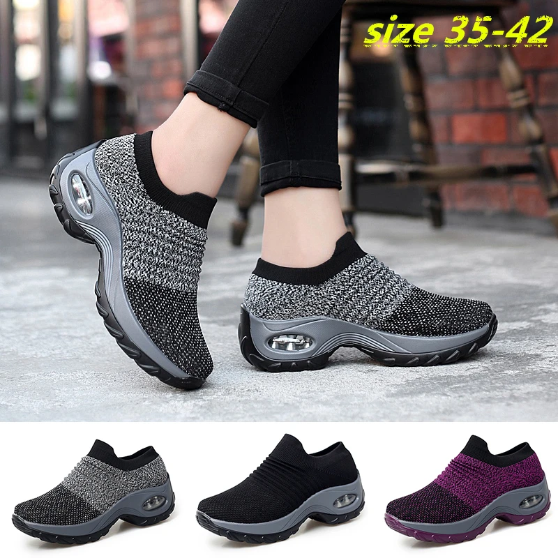 Кроссовки женские дышащие без шнуровки модная удобная повседневная спортивная
