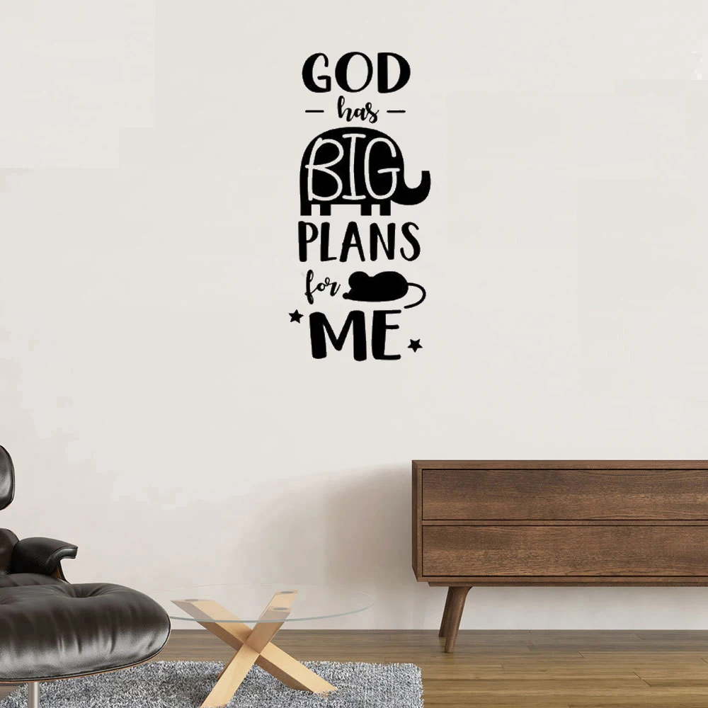 

God Has большие планы для меня, наклейка на стену, цитата, наклейка на стену, домашний декор для гостиной, детской спальни, виниловая художестве...