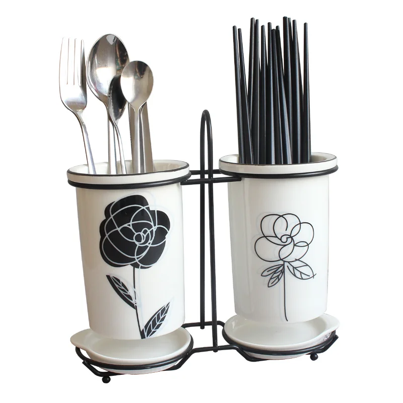 

Rack Tableware Spoon Storage-Box Chopsticks-Tube Kitchen-Utensils Ceramic Fork Bucket-Knife