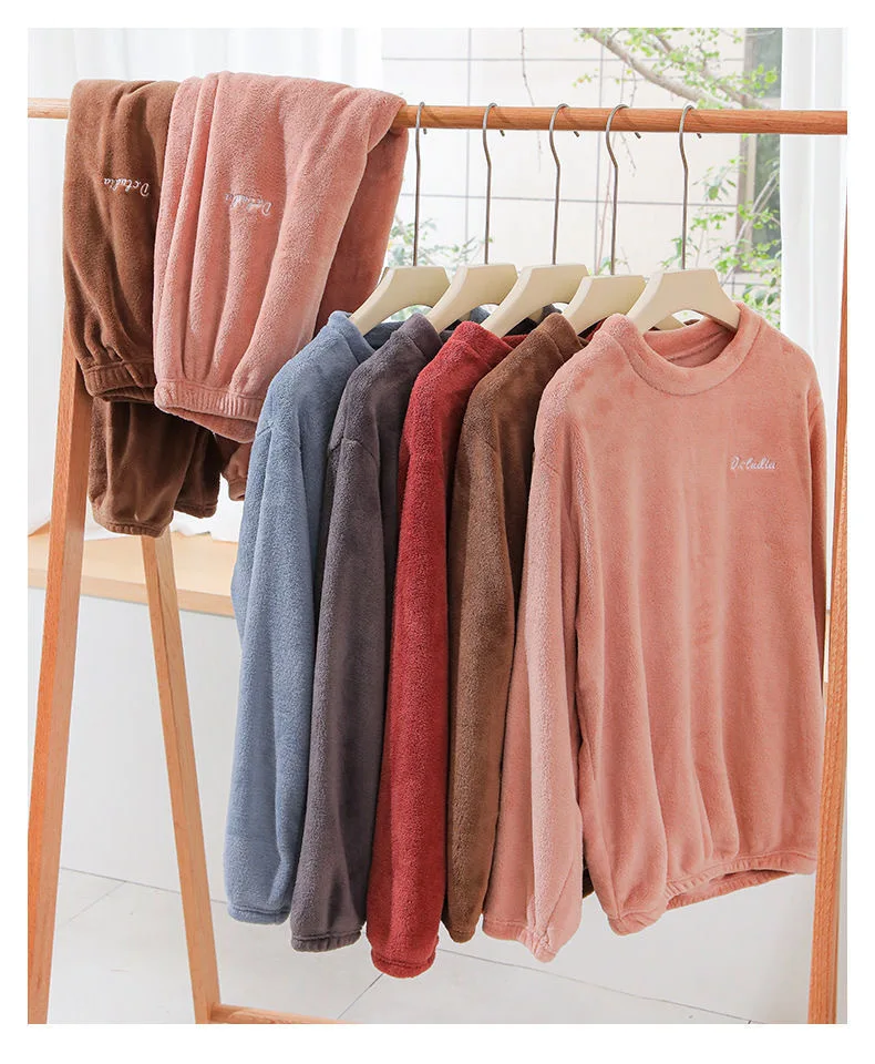 

Fairy warm pants women winter coral velvet home pants pajamas wear casual slacks loose warm suit women