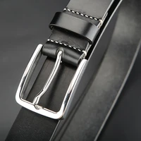 leather belt top layer cowhide belt titanium alloy stainless steel leather hand made leather belt business customization