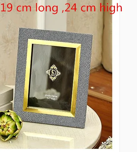 

CREATIVE GRAY LEATHER METAL DECORATIVE PHOTO FRAME, RETRO EUROPEAN HOME OFFICE RESTAURANT BAR DECORATIONS, WEDDING GIFTS