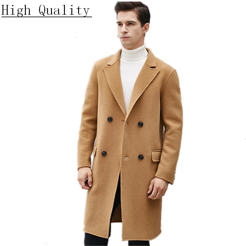 Мужское шерстяное пальто двубортное длинное в Корейском стиле для мужчин XP022 KJ1495