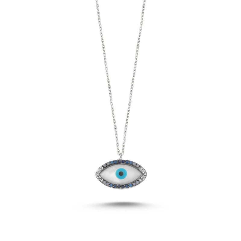 

Silverlina Silver Blue Grayscale Nano Stone Eye Necklace