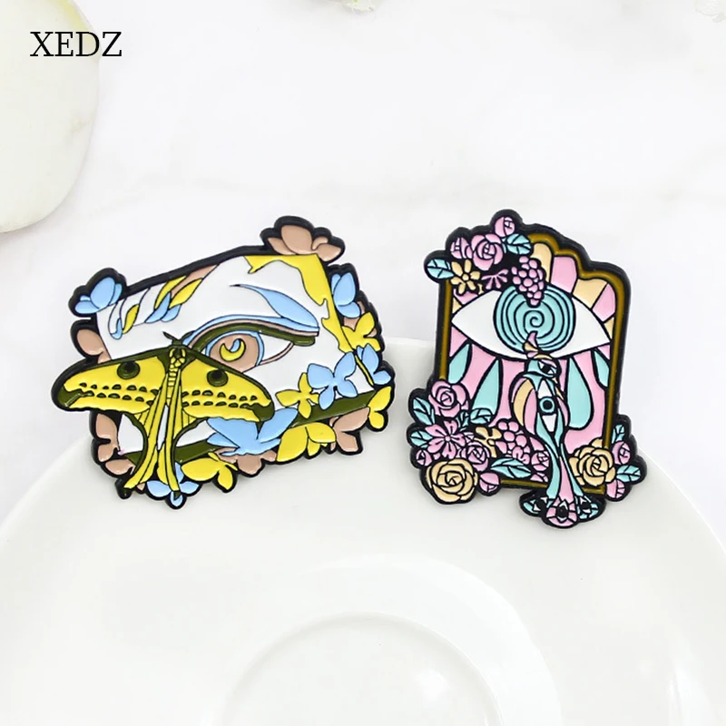 

XEDZ Butterfly Kite Graffiti Enamel Brooch Cartoon Color Bird Eye Stone Badge Children's Clothing Decoration Gift