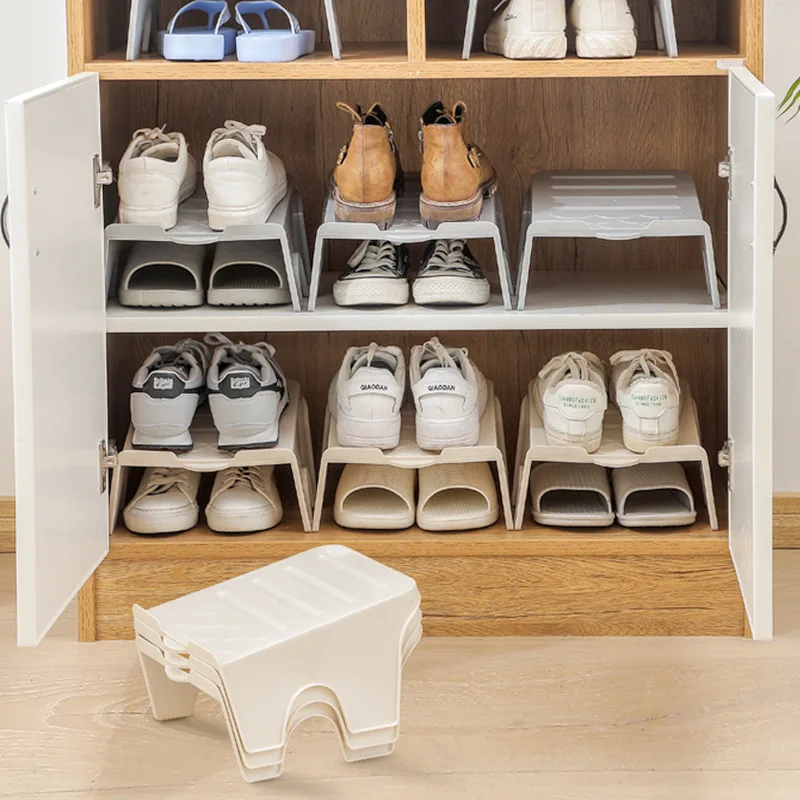 

4PCS/Set Shoe Stand Shoes Organizers Storages Household Living Room Organizer Rack Plastic Shoe Slippers Storage Rack NJ70714