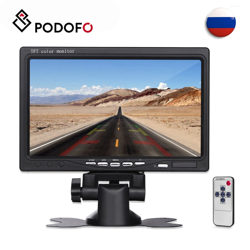 

Podofo 7" TFT Color LCD Headrest Car Parking Rear View Reverse Monitor With 2 Video Input 2 AV In For DVD VCD Reversing Camera