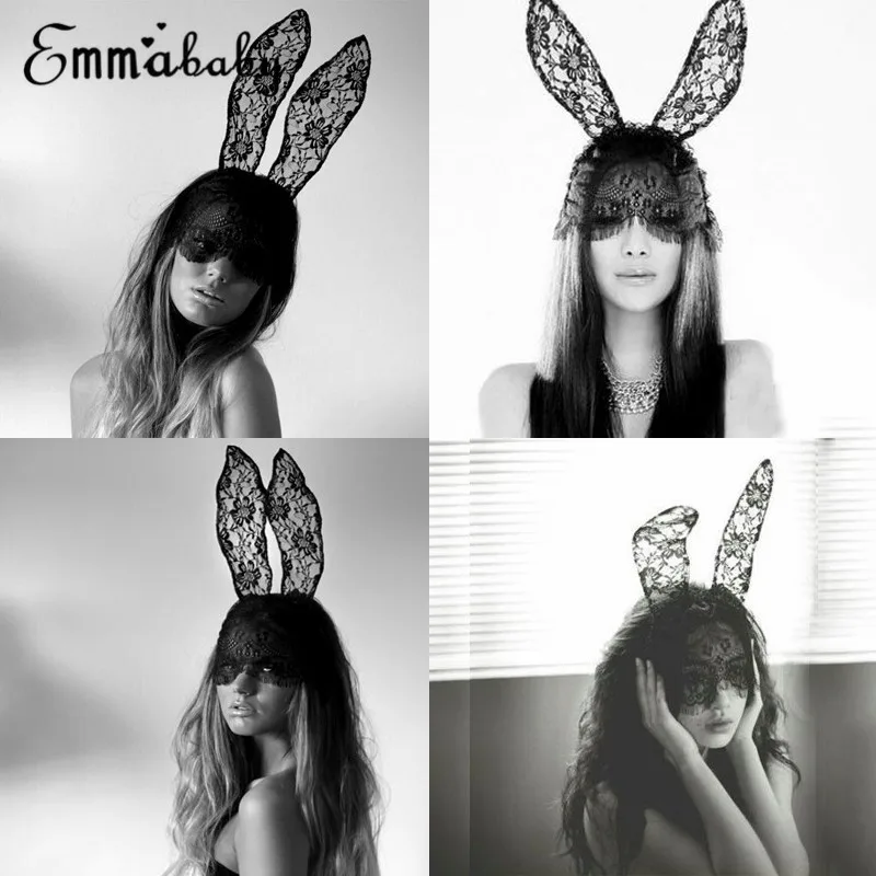 Сексуальный черный женский костюм на Хэллоуин для вечерние с кроличьими ушками -