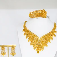 conjuntos de joias et%c3%adopes africanas 24k ouro para mulheres presentes de casamento dubai noiva colar brincos anel conjunto colar