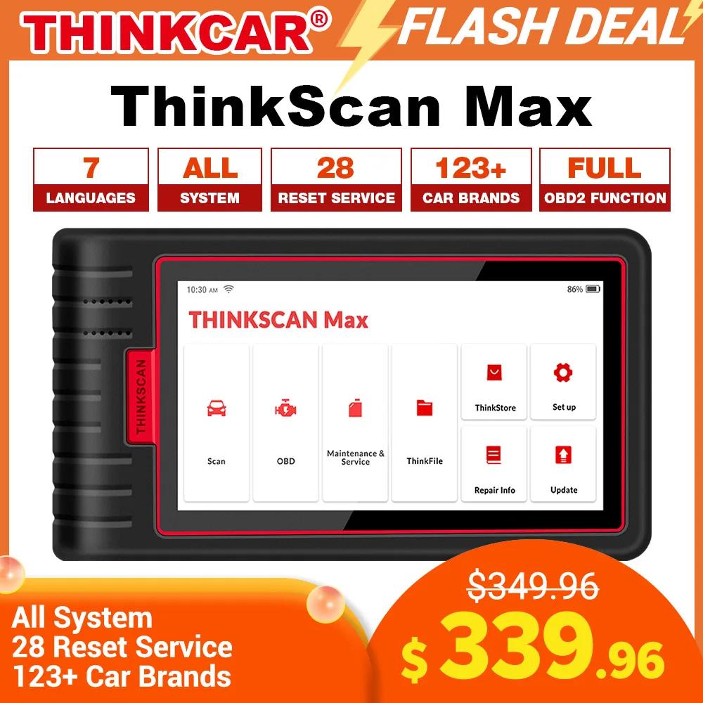 Полный диагностический сканер Thinkcar Thinkmax OBD2 с 16 функциями сброса бесплатное