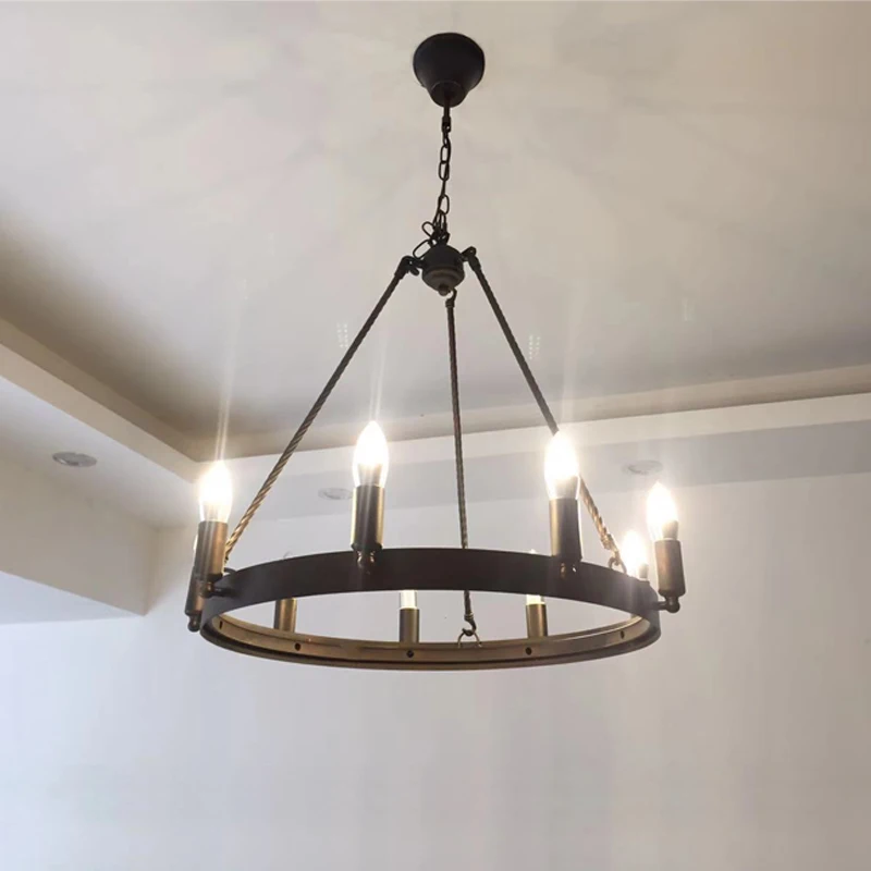 Люстра освещение Lampadari винтажный блеск железные люстры E14 светодиодный лампы Ac 90-260 V Люстра для зала черная для гостиной