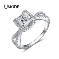 umode fashion trendy 925 sterling silver engagement rings for women princess cut cz wedding luxury jewelry anillos mujer ulr0340