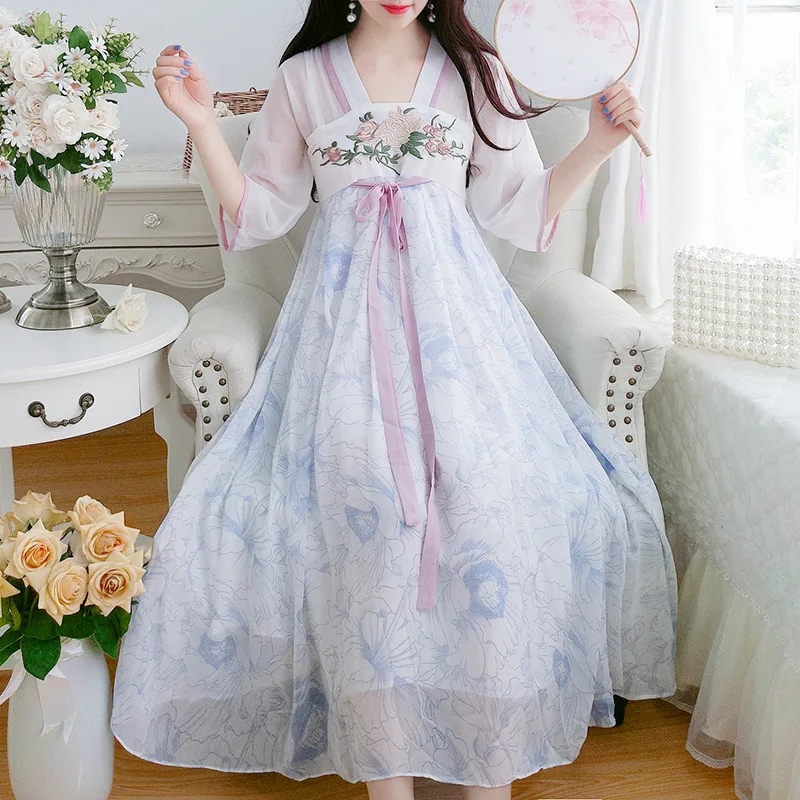 Новинка 2020 модное женское платье платья ханьфу в китайском стиле с вышивкой