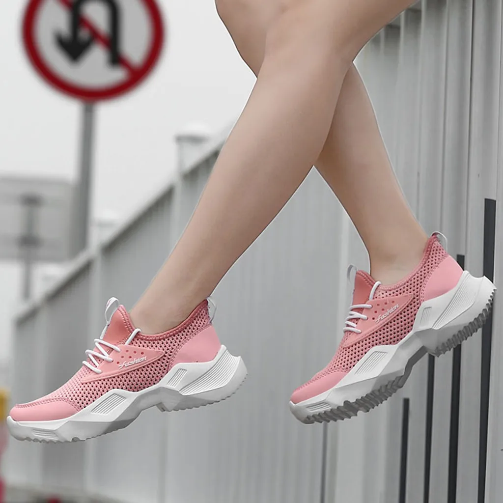 Дышащие повседневные женские кроссовки на шнуровке Модные Обувь для отдыха и