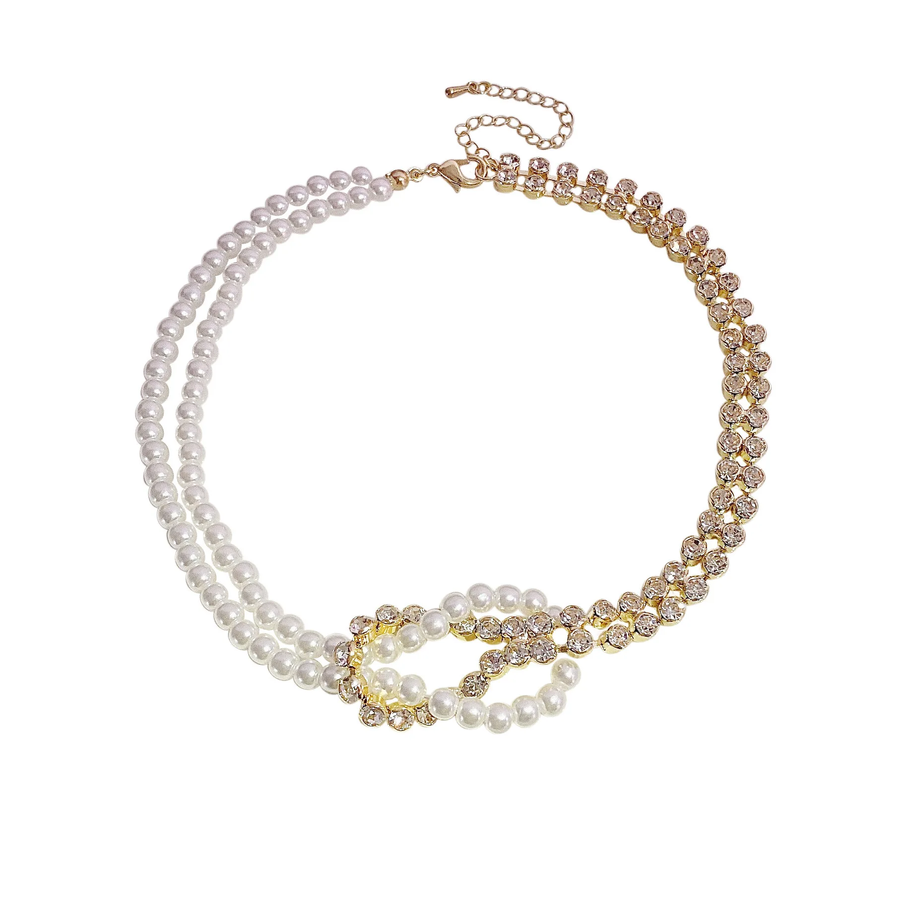 Новинка 2021 модное ожерелье-чокер с жемчугом и кристаллами в Корейском стиле для